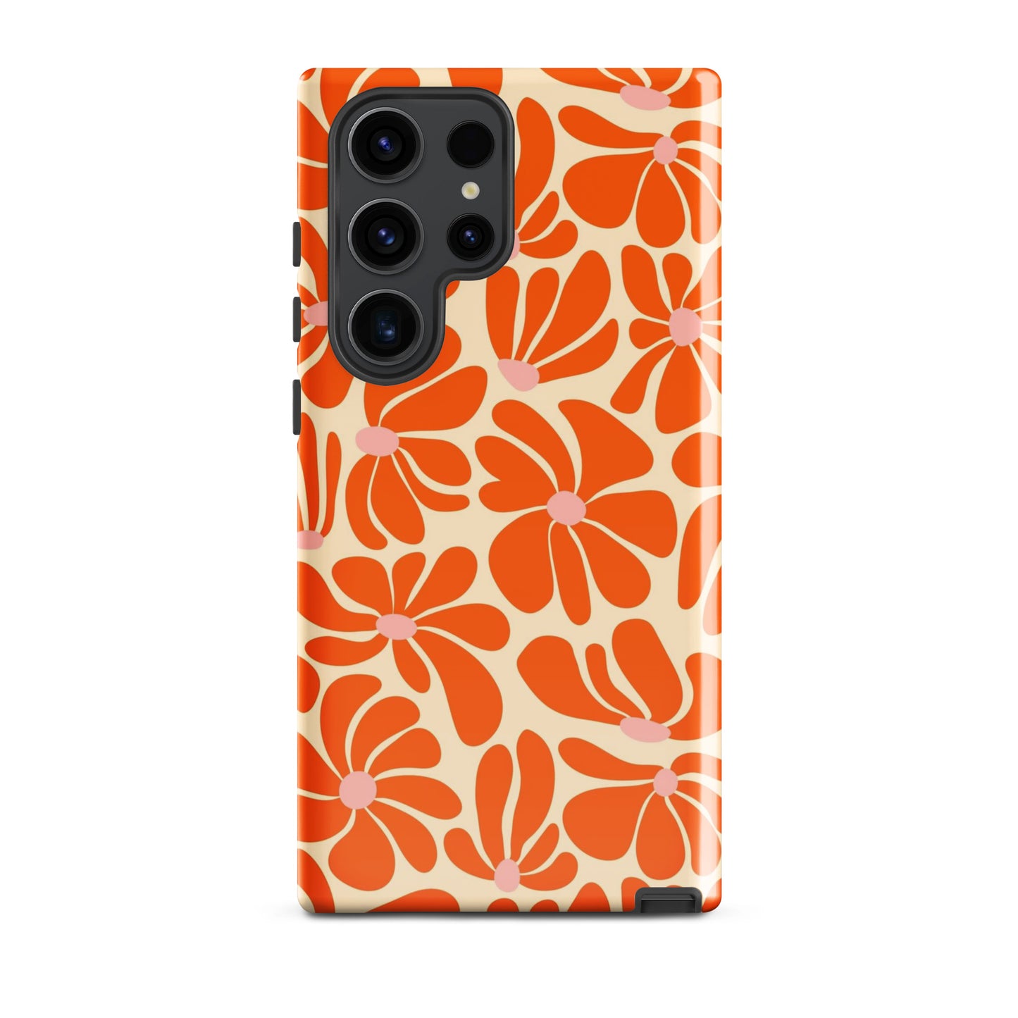 Orange Vintage Flowers Samsung Case