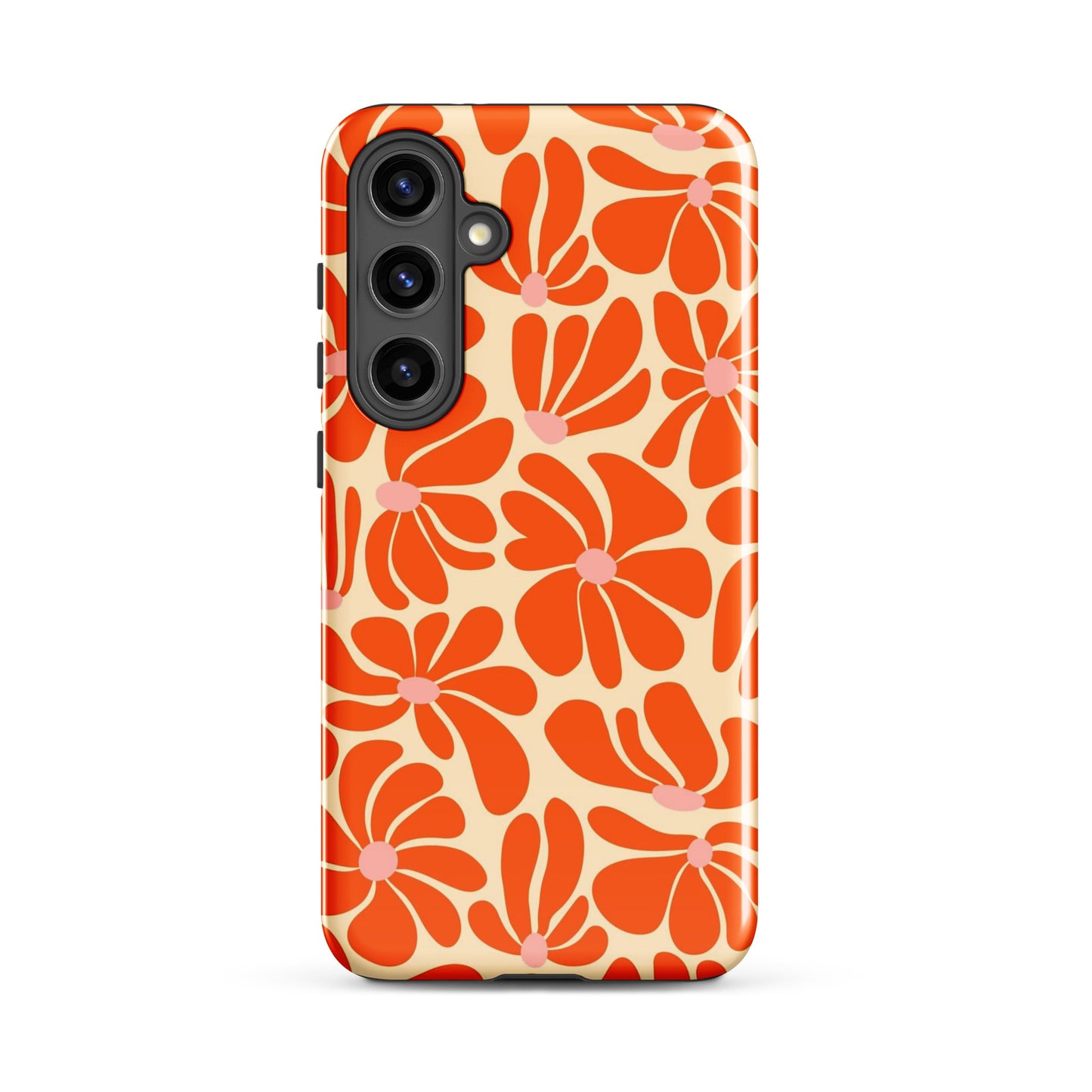 Orange Vintage Flowers Samsung Case
