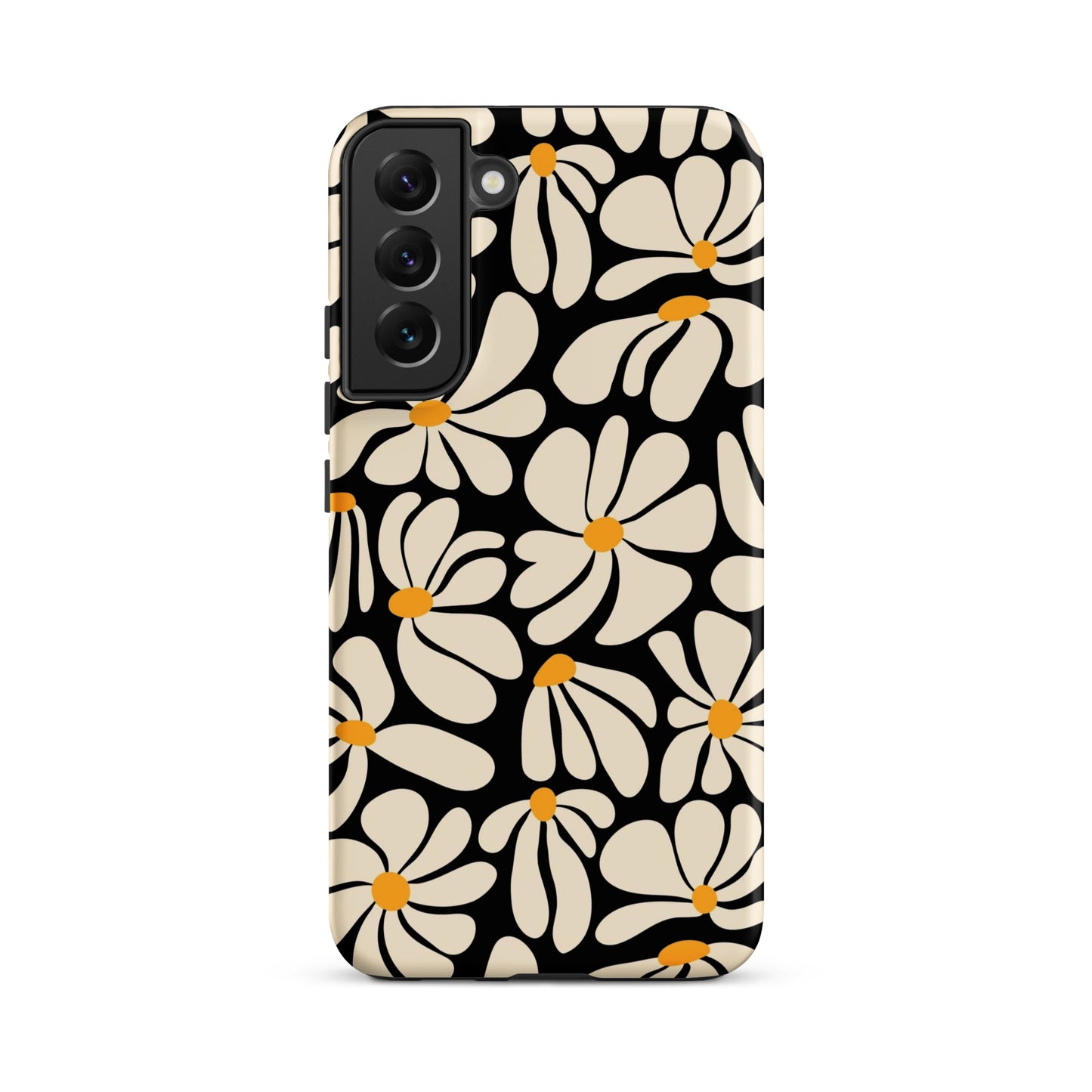 Black Retro Flowers Samsung Case