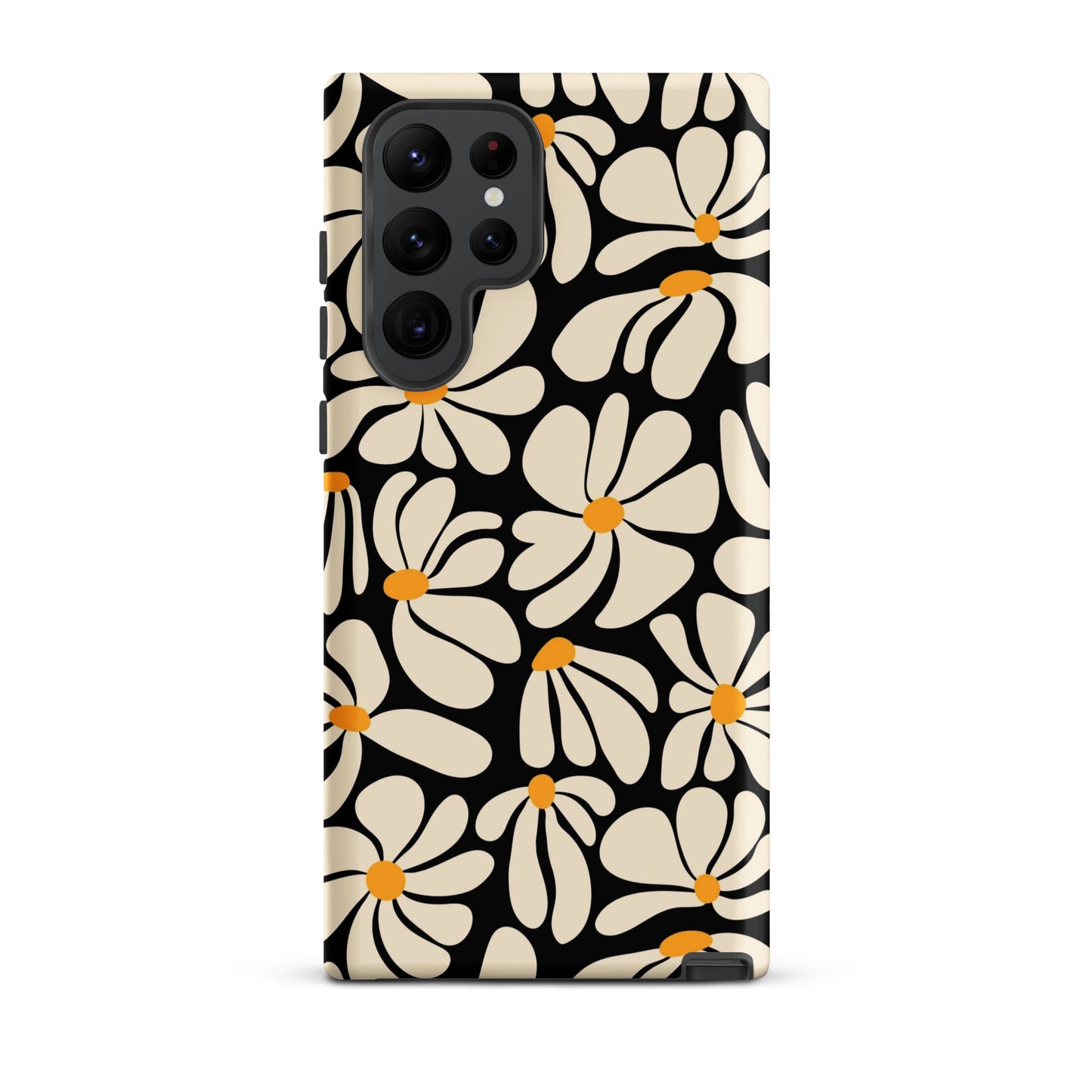Black Retro Flowers Samsung Case