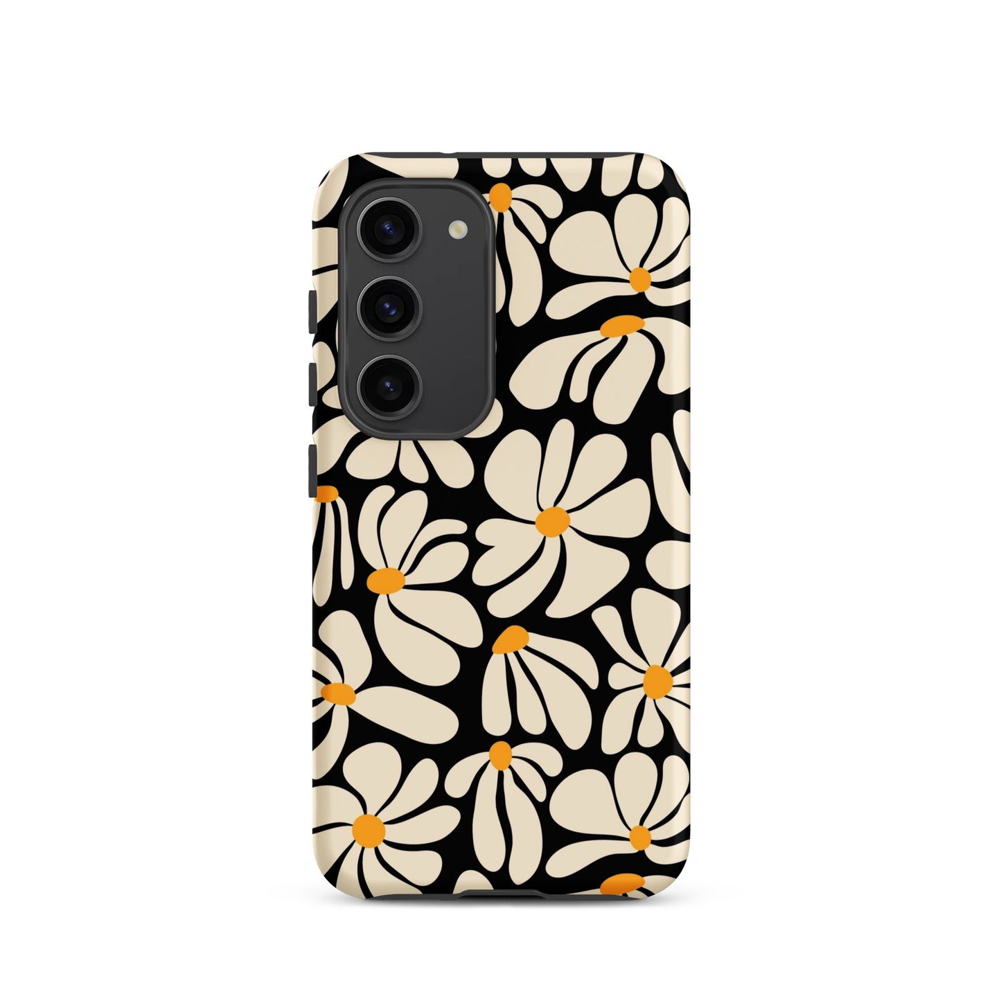 Black Retro Flowers Samsung Case