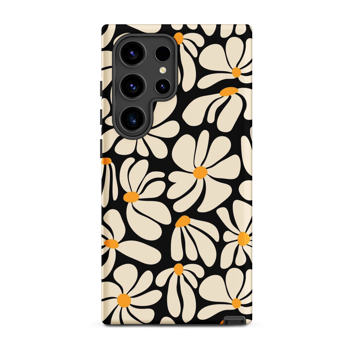 Black Retro Flowers Samsung Case